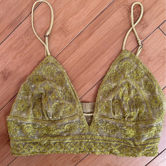 Free People Golden Green Knit Bralette XS - Picture 1 of 3